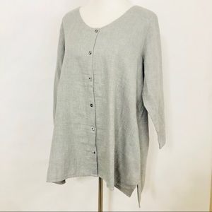 Pure Jill Medium Gray Long Sleeve Button Up Blouse